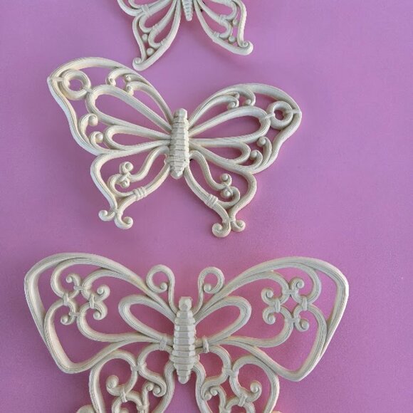 Homco Home Interiors Vintage White/Off White Butterfly Wall Plaques Set Of 3 Y2K - Picture 10 of 10